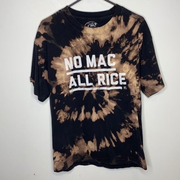Hawaiian Style “No Mac All Rice” Spiral Bleached T-Shirt: Size Large - Picture 1 of 4
